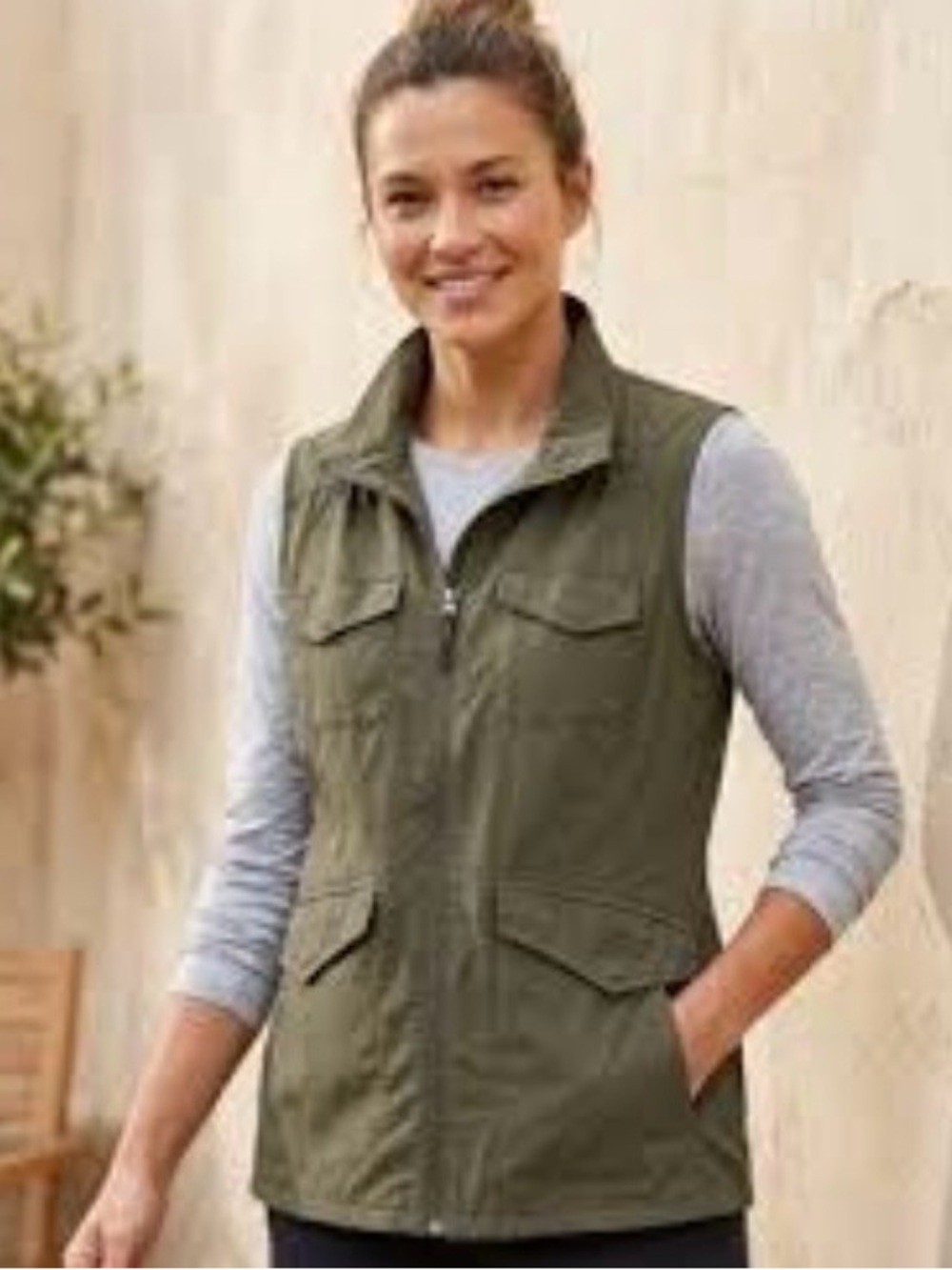 Eddie Bauer Olive Utility Travex Zip-Front Vest